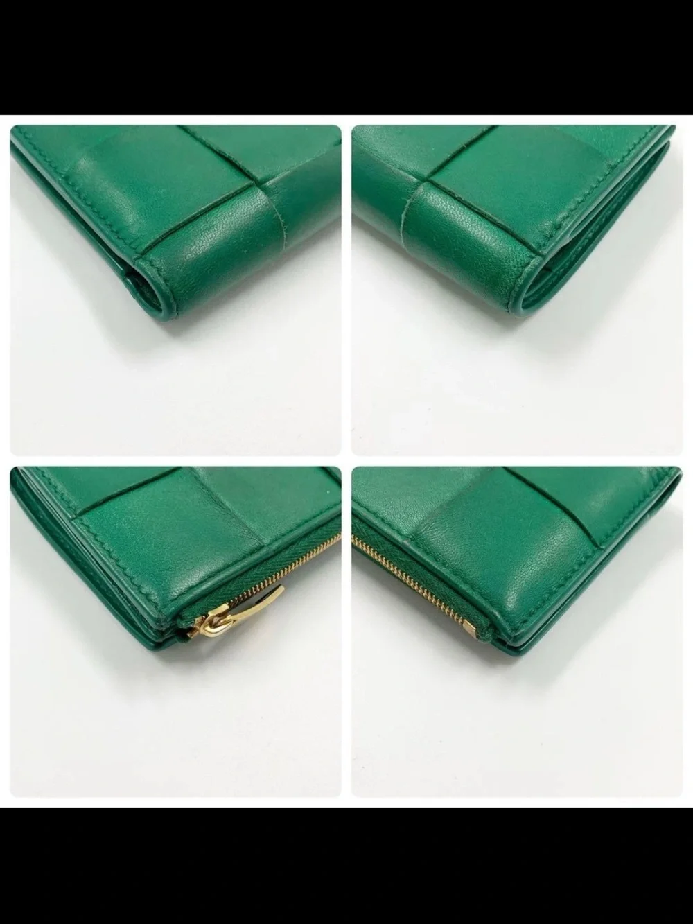 Bottega Veneta Emerald Green Intrecciato Coin Wallet with Zip